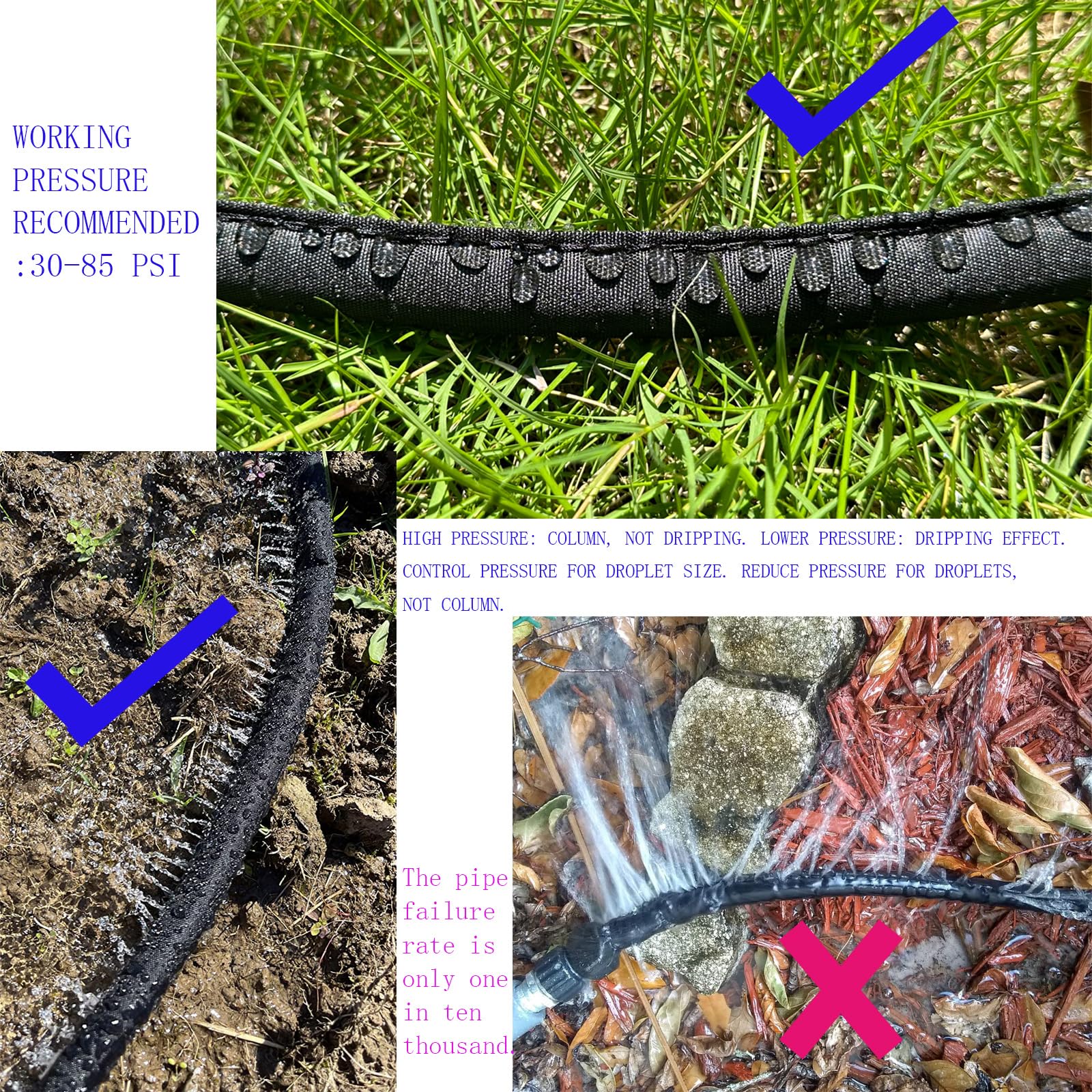 2024 Flat Soaker Hose 100 ft for Garden, 100' (50ft x 2) Linkable Drip Hose Diy