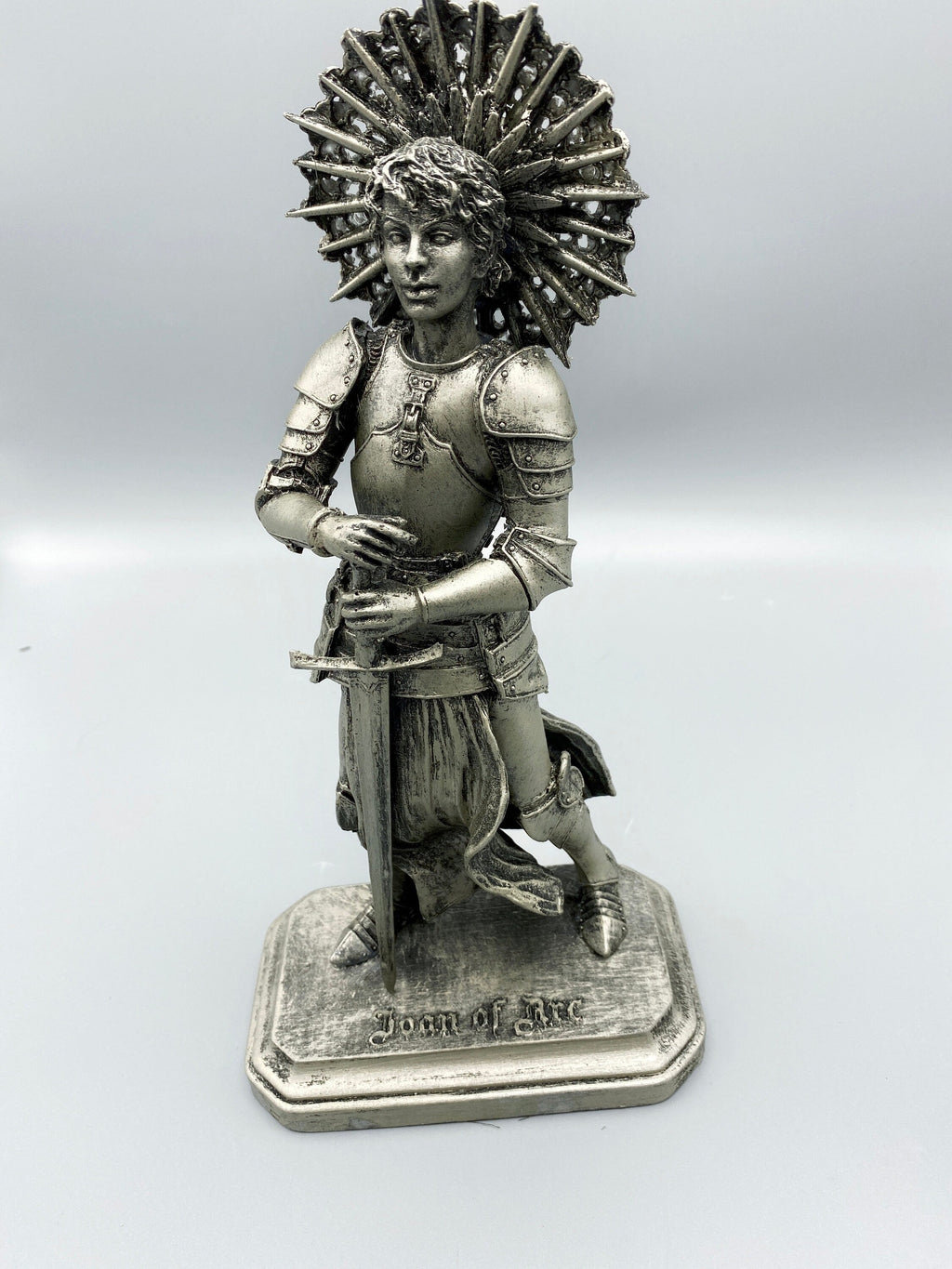 Joan of Arc Statue, Hand Painted Resin Sculpture | Medieval Warrior Saint Figurine | Feminist Icon Decor
