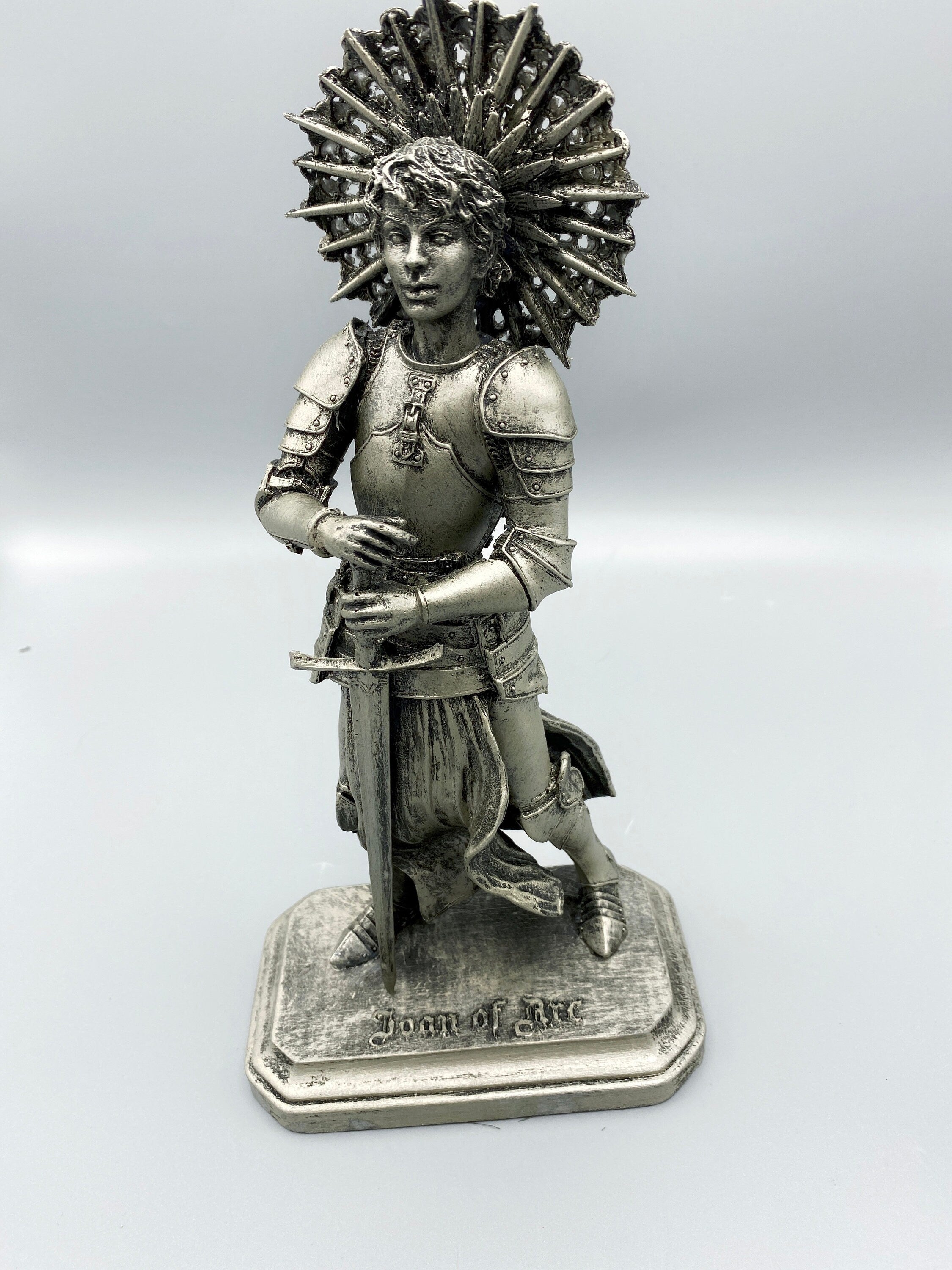 Joan of Arc Statue, Hand Painted Resin Sculpture | Medieval Warrior Saint Figurine | Feminist Icon Decor