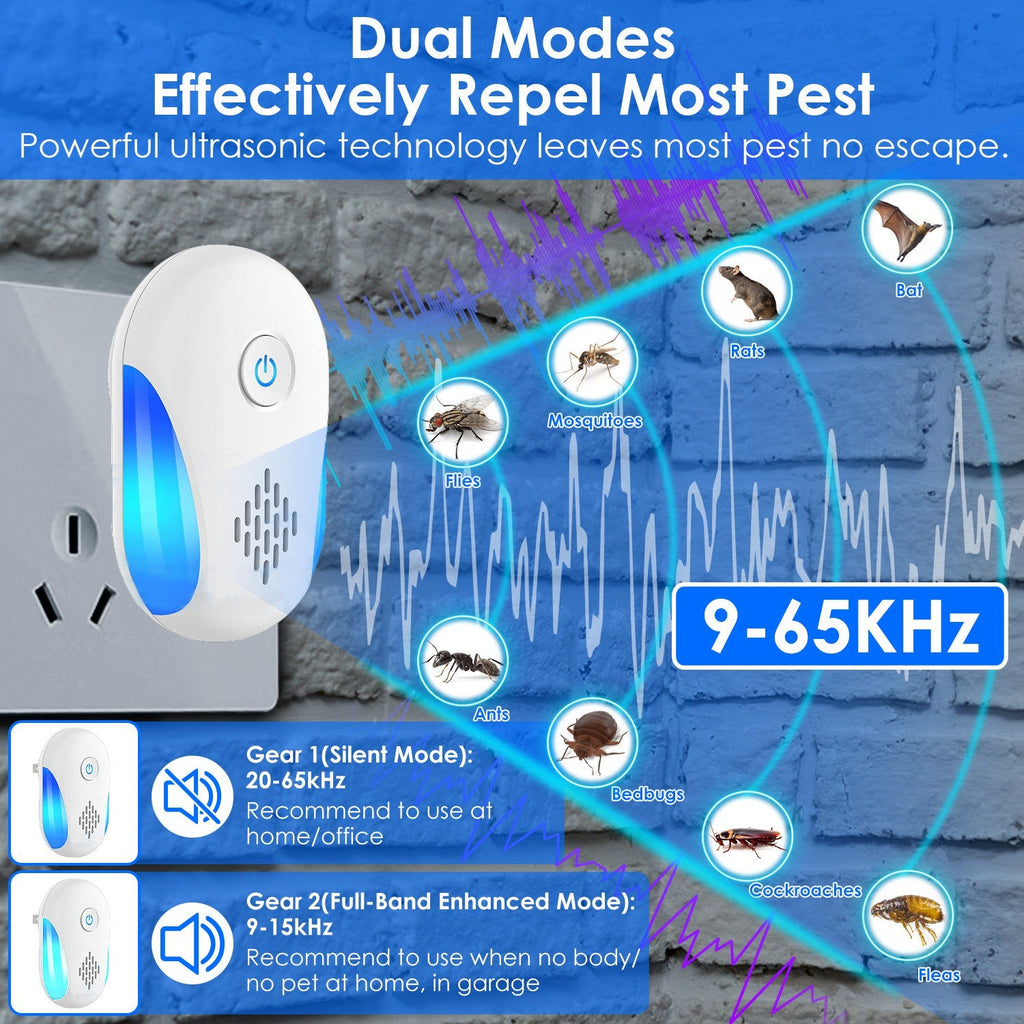 6 Packs Ultrasonic Pest Repellers Electric Plug-In Indoor Pest Control Mouse Repellent Chaser Deterrent Rodent Chaser with 2 Modes for Home Kitchen Of