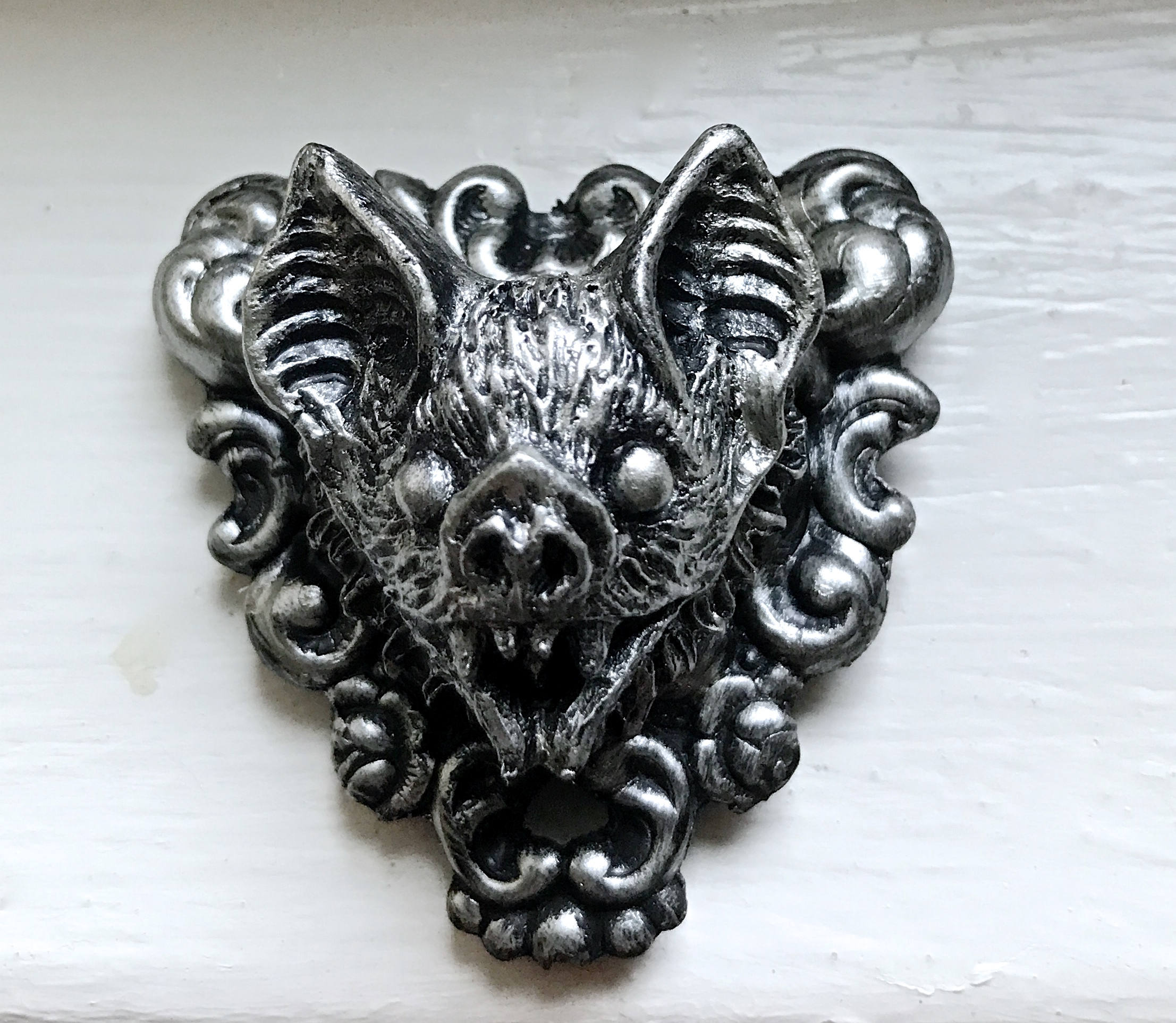 Vampire Bat Magnet, Hand Painted Resin Sculpture | Gothic Fantasy Decor | Vampire Bat Magnet for Fantasy and Gothic Decor