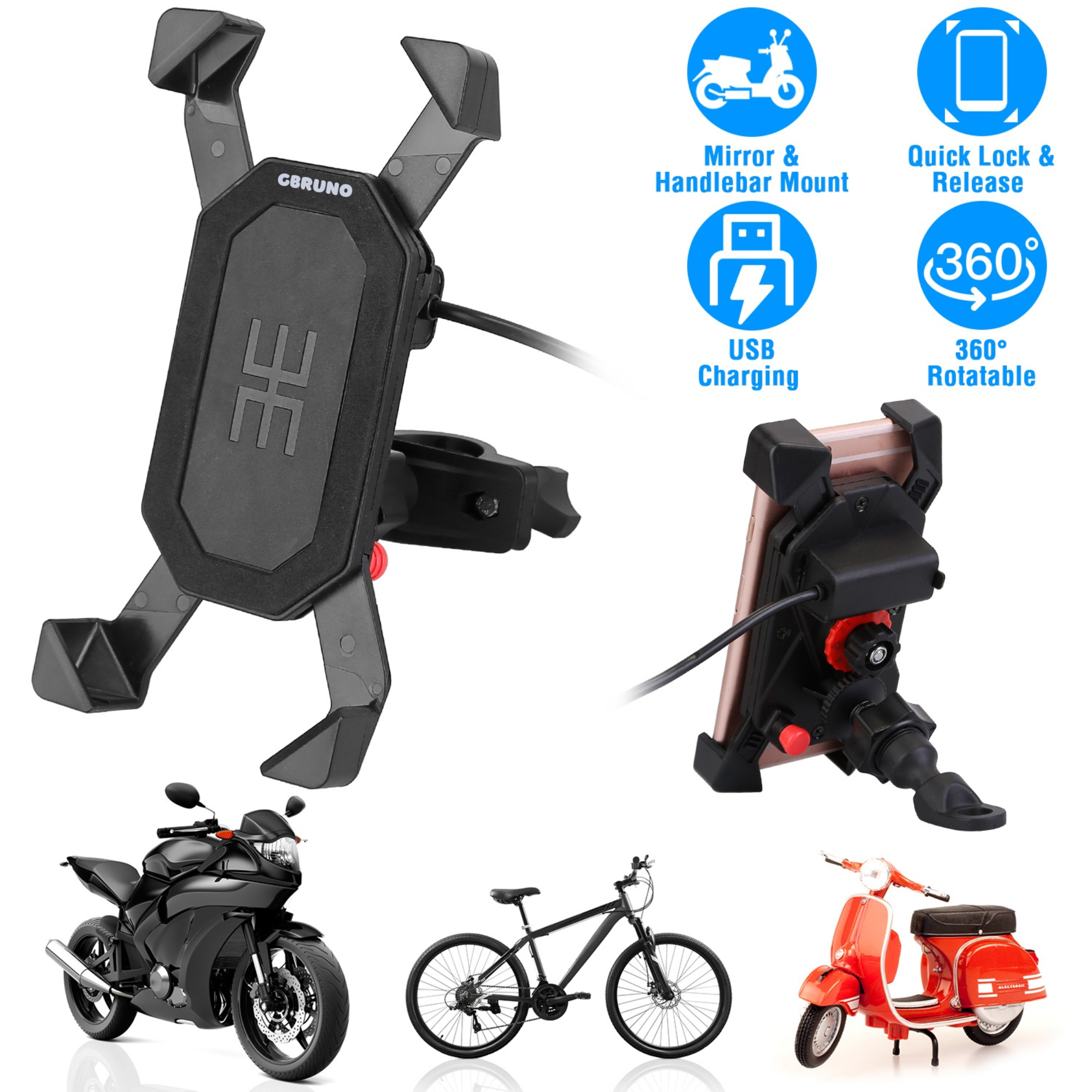 GBruno Handlebar Mirror Mobile Phone Holder