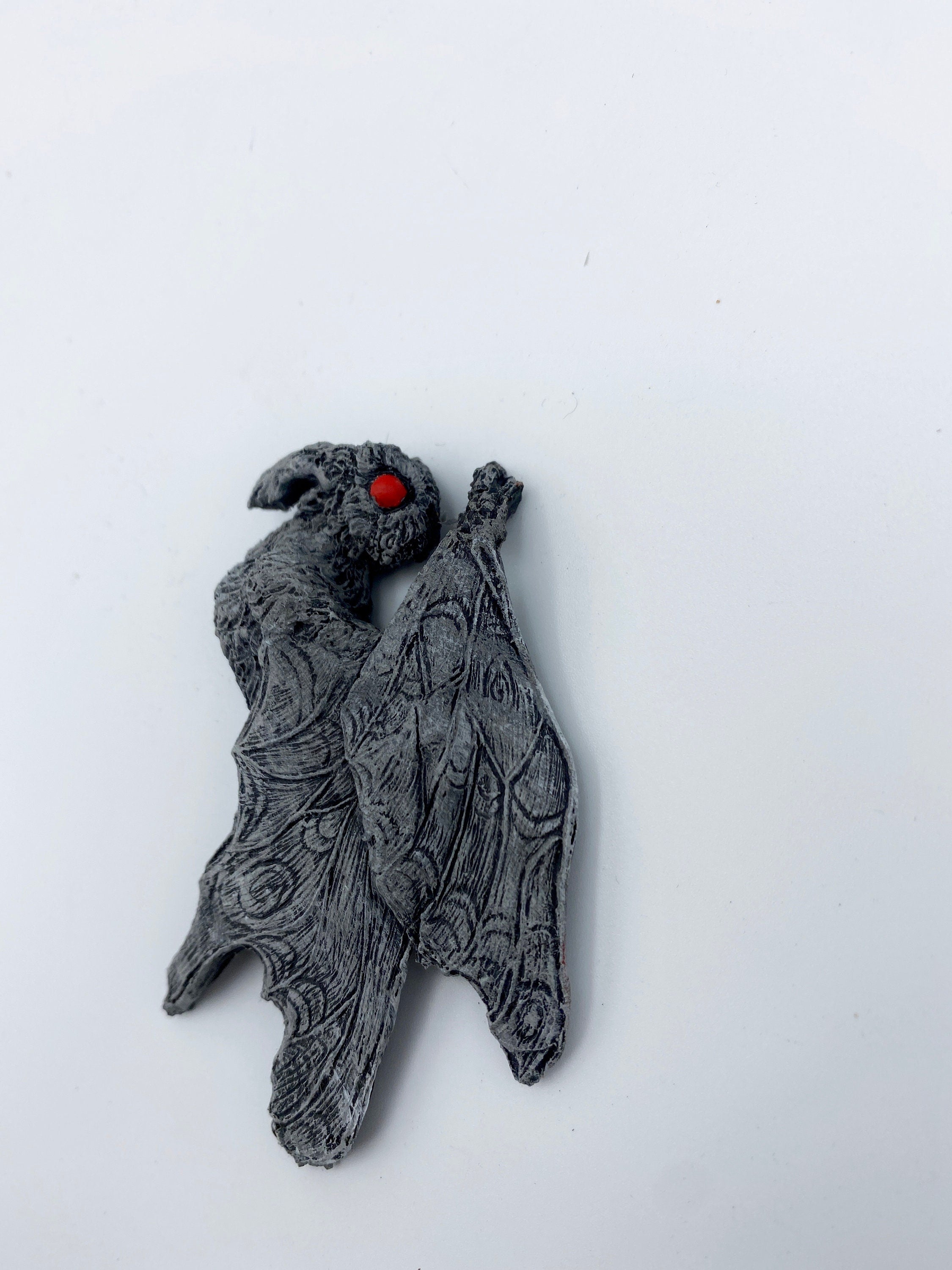 Mothman Magnet, Hand Painted Resin Sculpture | Cryptid Fantasy Decor | Moth Man Magnet for Horror and Gothic Decor