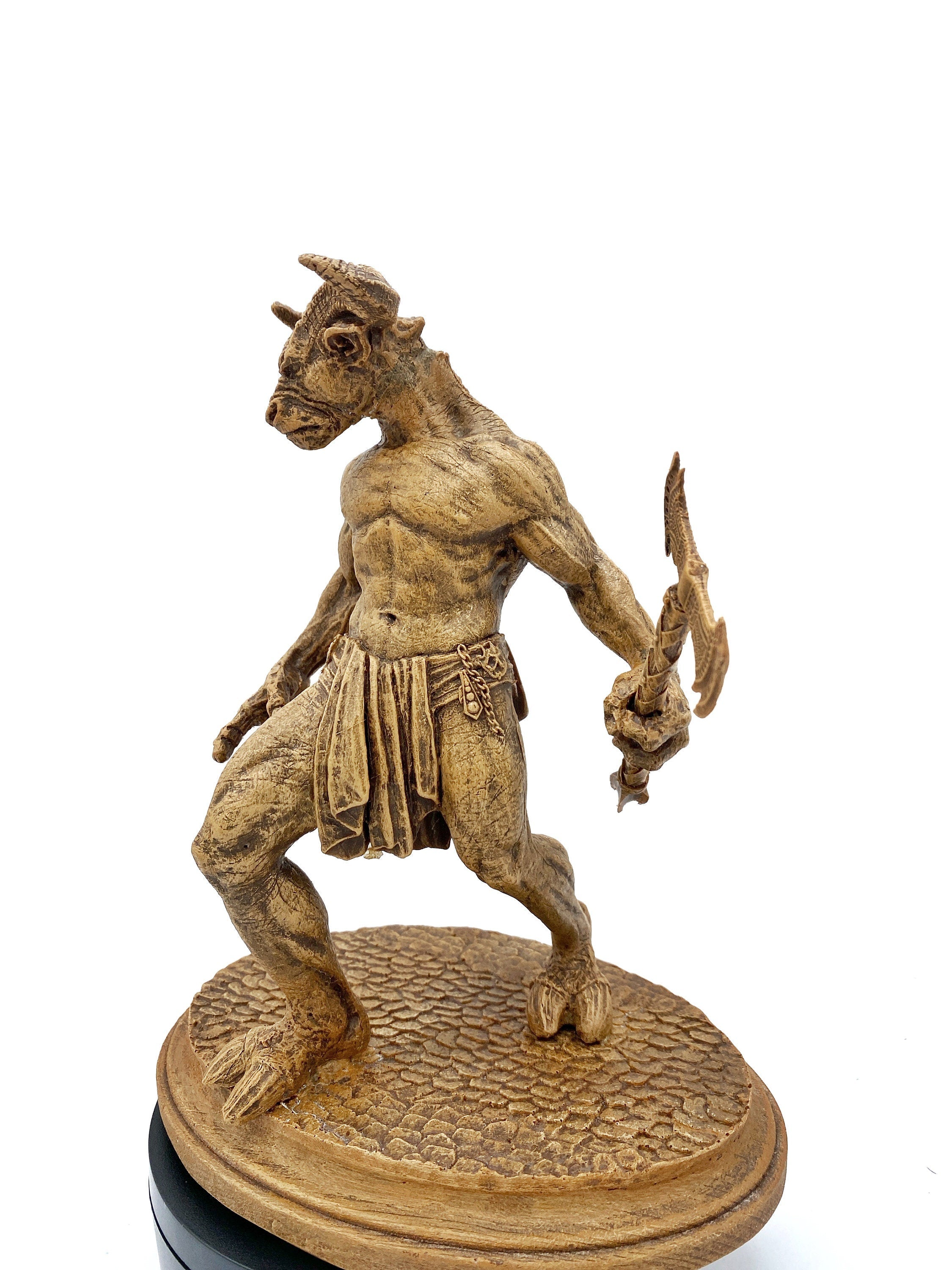 Minotaur Statue, Hand Painted Resin Sculpture | Mythical Creature Figurine | Unique Legendary Minotaur Monster Figurine. Fantasy Art Decor