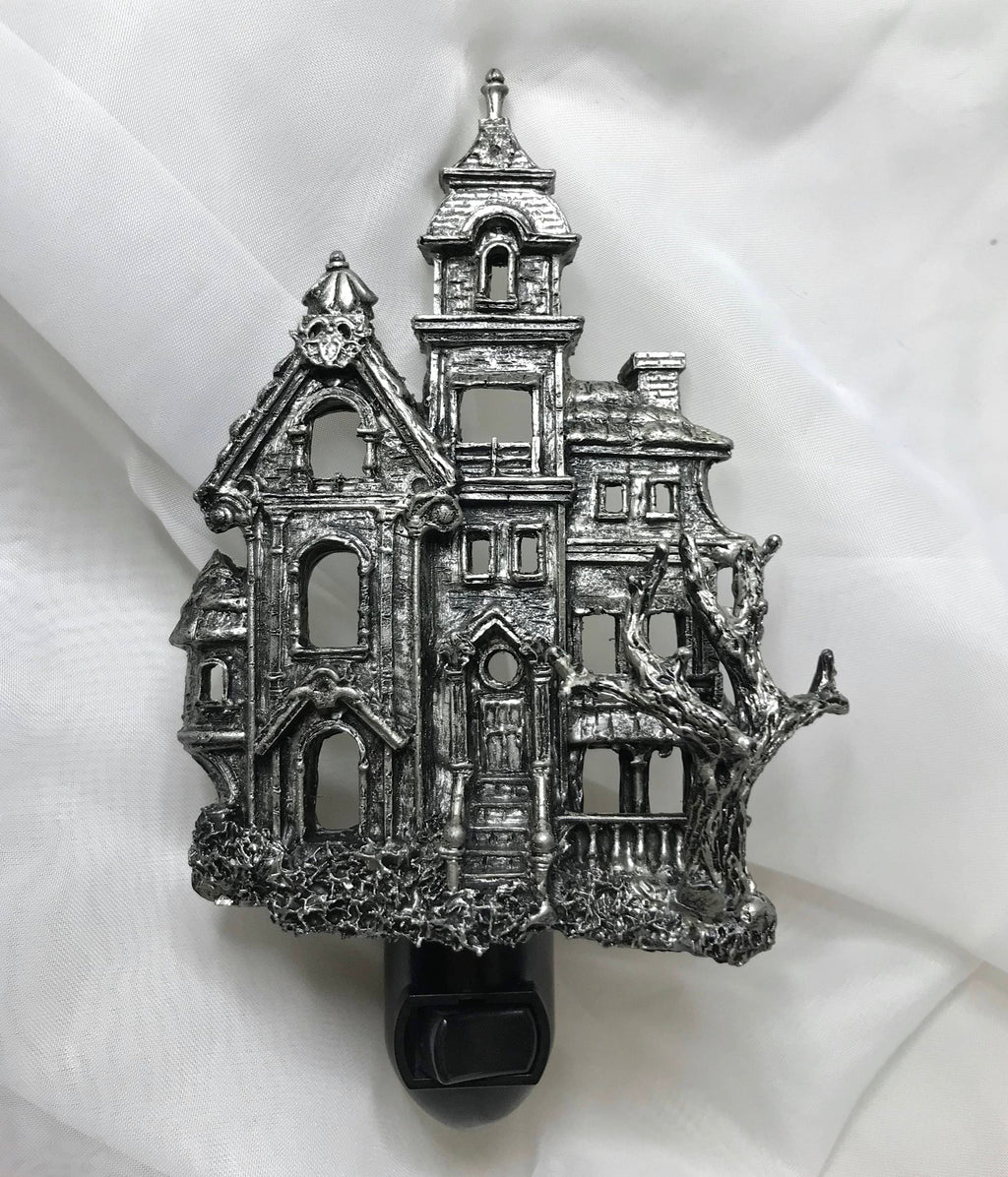 Haunted Mansion Nightlight, Hand Painted Resin Sculpture | Victorian Gothic Night Light | Ghost House Lighting for Gothic Fantasy Home Decor