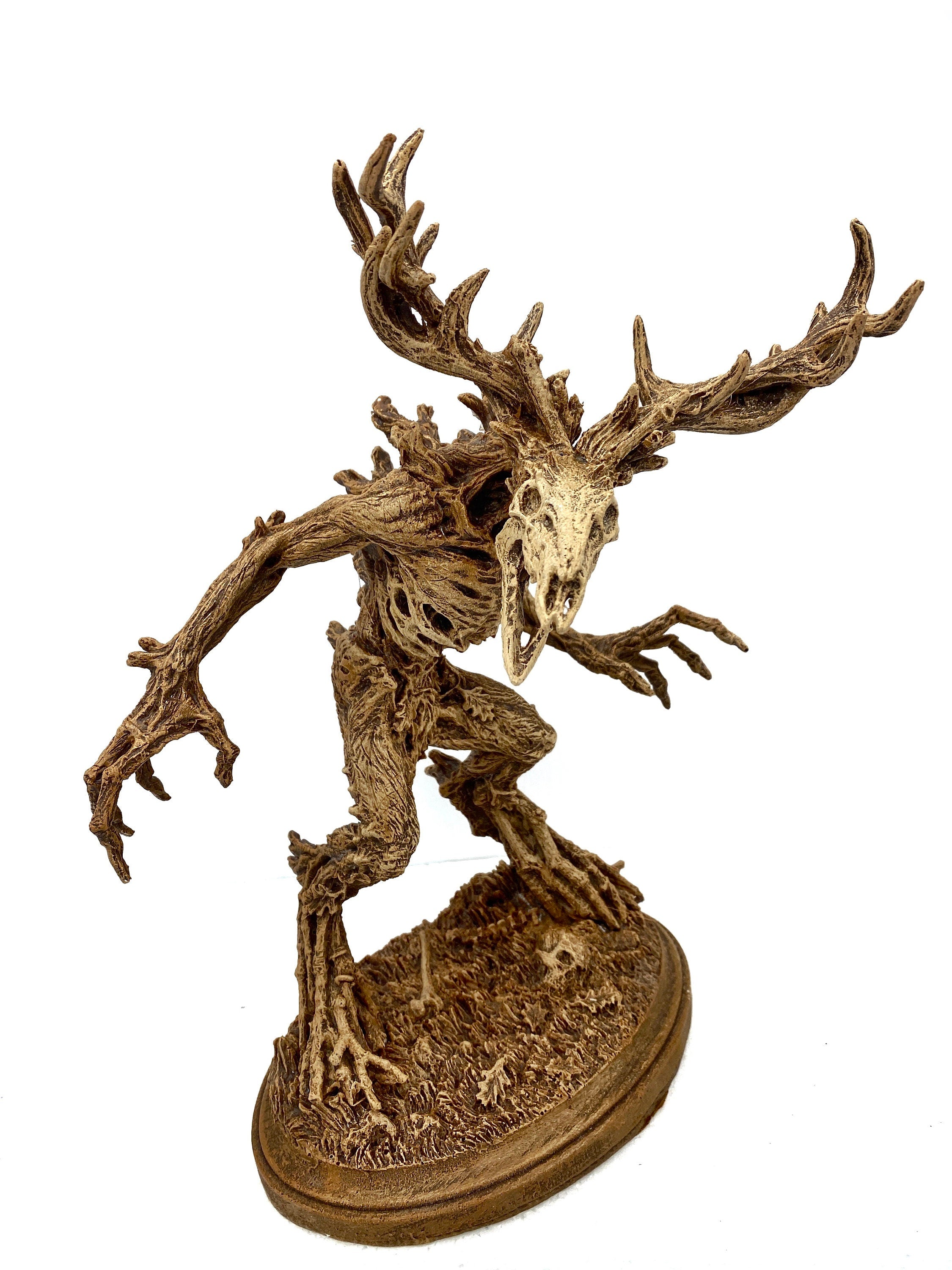 Leshen/ Wendigo Statue, Hand Painted Resin Sculpture | Mythical Creature Figurine | Folklore Legendary Wendigo Figurine. Fantasy Art Decor