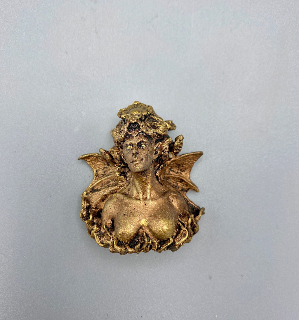 Lilith Magnet, Hand Painted Resin Sculpture | Mythic Fantasy Decor | Lilith Succubus Demon Magnet for Fantasy and Gothic Decor