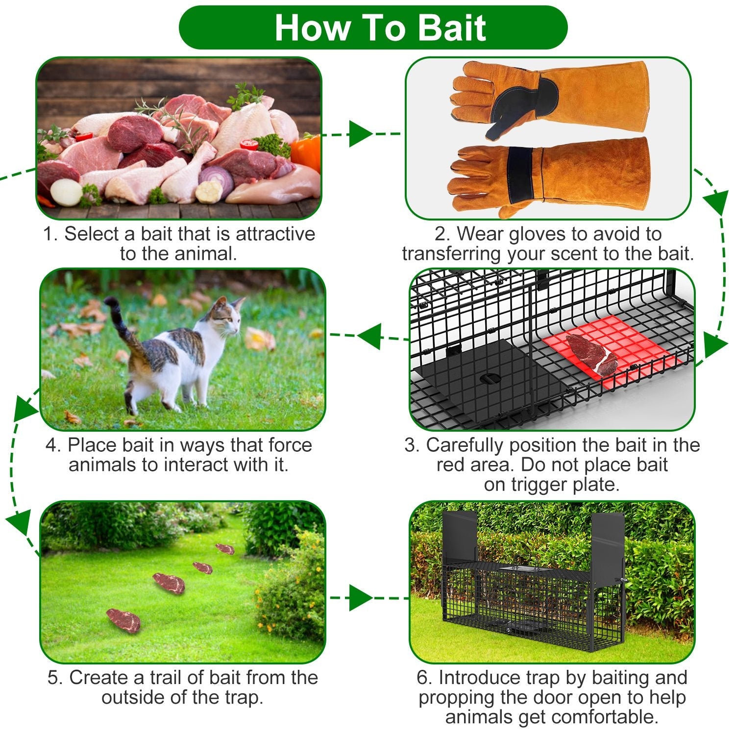 32in 2 Door Live Animal Cage Trap For Animals Under 12LBS Easy To Setup Humane Galvanized Iron Trap Cage For Rabbits Groundhogs Skunk Opossums Nutria