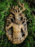 Green Man/ Cernunnos Wall Plaque, Hand Painted Resin Sculpture | Mythic Forest Creature Wall Art |Woodland Ent Wall Plaque for Nature Lovers