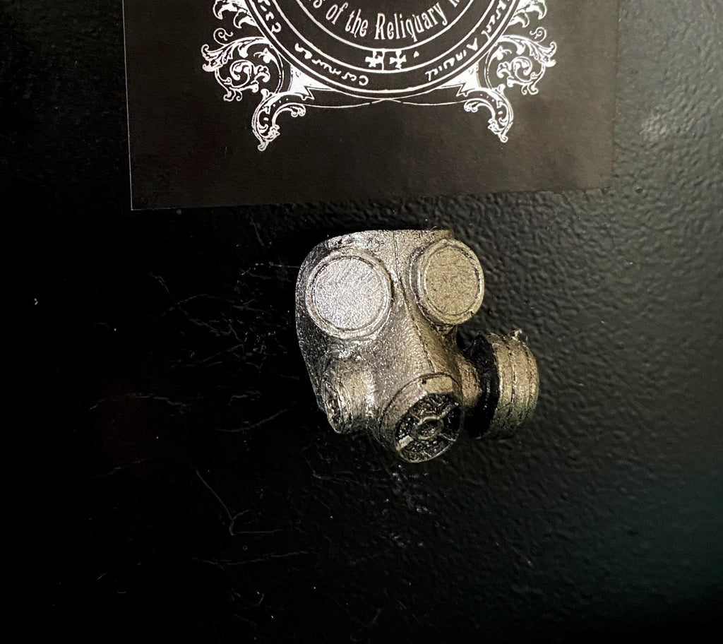 Gas Mask Magnet, Hand Painted Resin Sculpture | Gothic Post-Apocalyptic Decor | Gas Mask Magnet for Horror and Gothic Decor