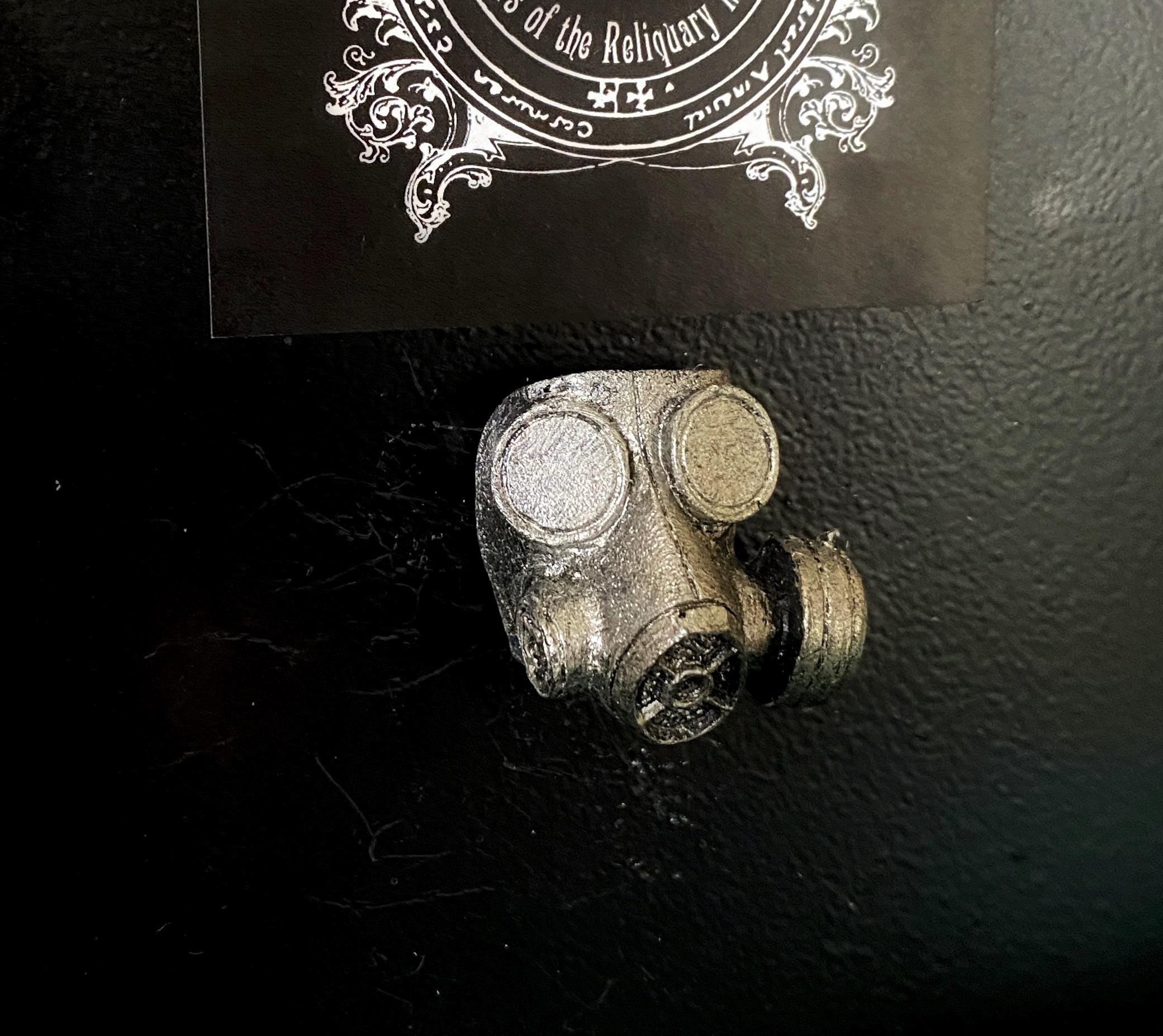 Gas Mask Magnet, Hand Painted Resin Sculpture | Gothic Post-Apocalyptic Decor | Gas Mask Magnet for Horror and Gothic Decor