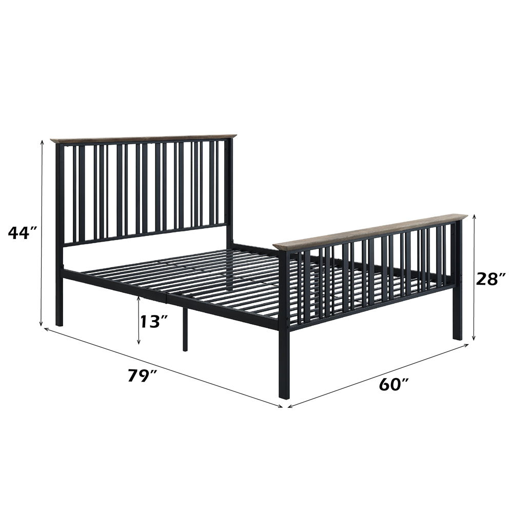Zudora - Full Bed - Antique Oak & Black