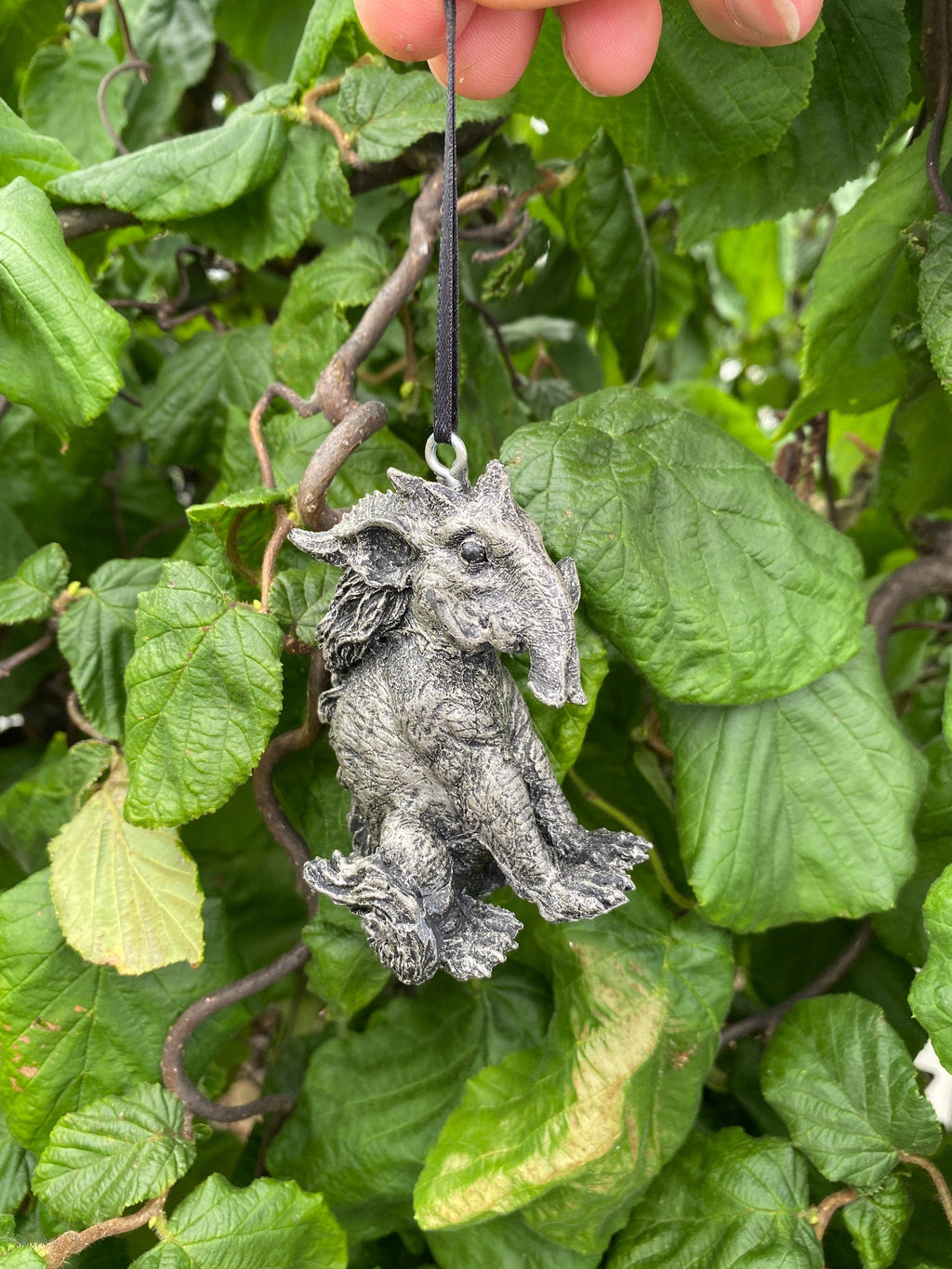 Baku, the Dream Guardian Ornament, Hand Painted Resin Sculpture | Mythical Creature Figurine | Japanese Baku Ornament. Fantasy Art Gift