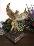 Phoenix Statue, Hand Painted Resin Sculpture | Mythical Creature Figurine | Unique Legendary Flaming Phoenix Figurine Fantasy Art Decor Gift