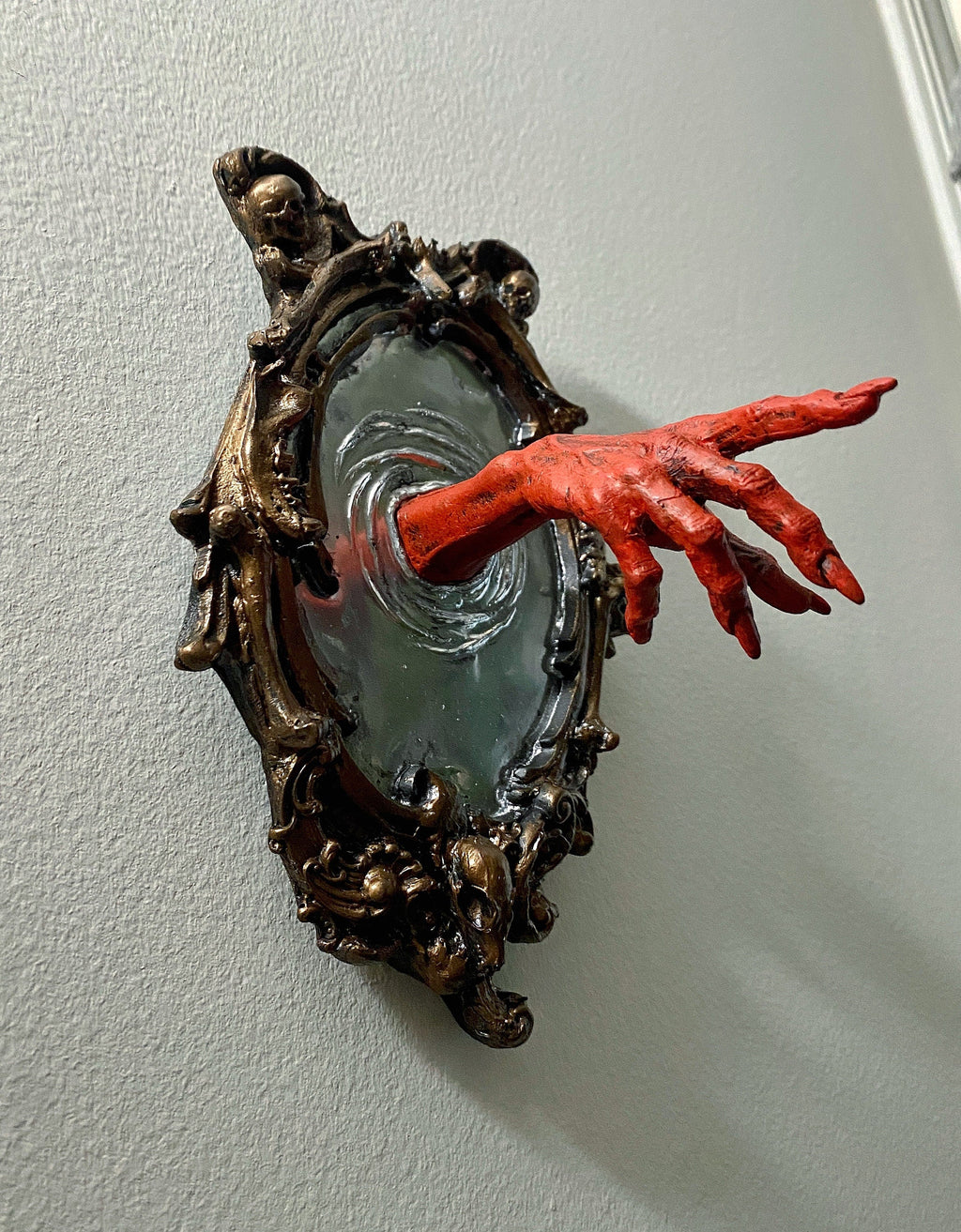 Spectral Hand Wall Plaque, Blood Red Resin Sculpture | Victorian Gothic Haunted Wall Art |Ghost Hand Gift for Halloween, Spooky Home Decor