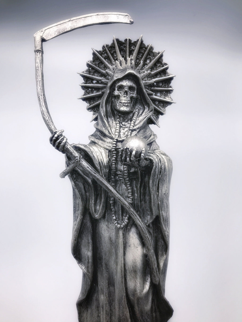 Santa Muerte Statue, Hand Painted Sculpture | Mexican Saint of Death Altar Statue | Gothic Figurine, Dia de los Muertos Decor