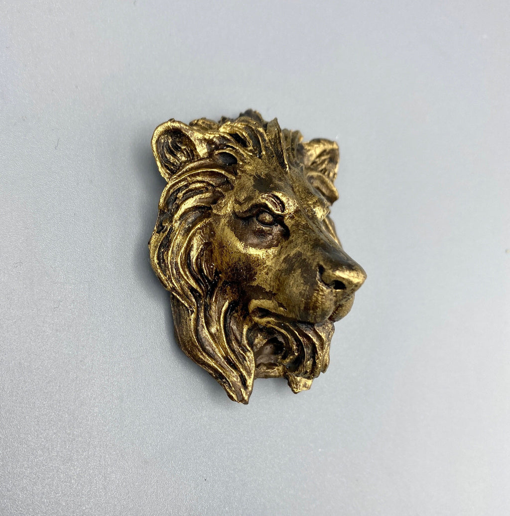 Lion's Head Magnet, Hand Painted Resin Sculpture | Mythic Fantasy Decor | Lion Magnet for Fantasy and Gothic Decor