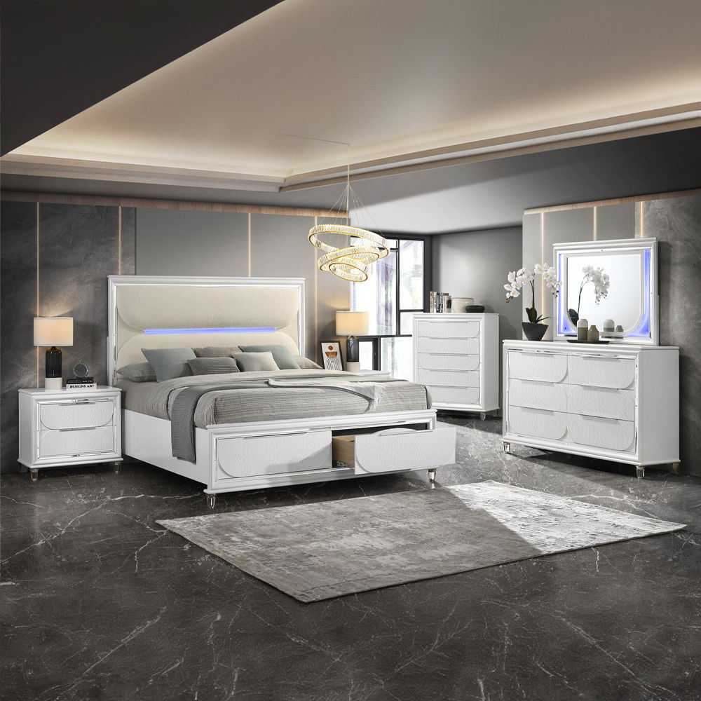 Tarian - Mirror With LED - Pearl White