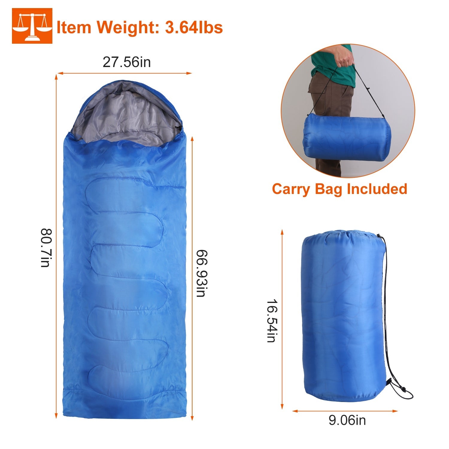 Camping Sleeping Bag for Adults & Teens – Moisture-Proof, 32–50℉
