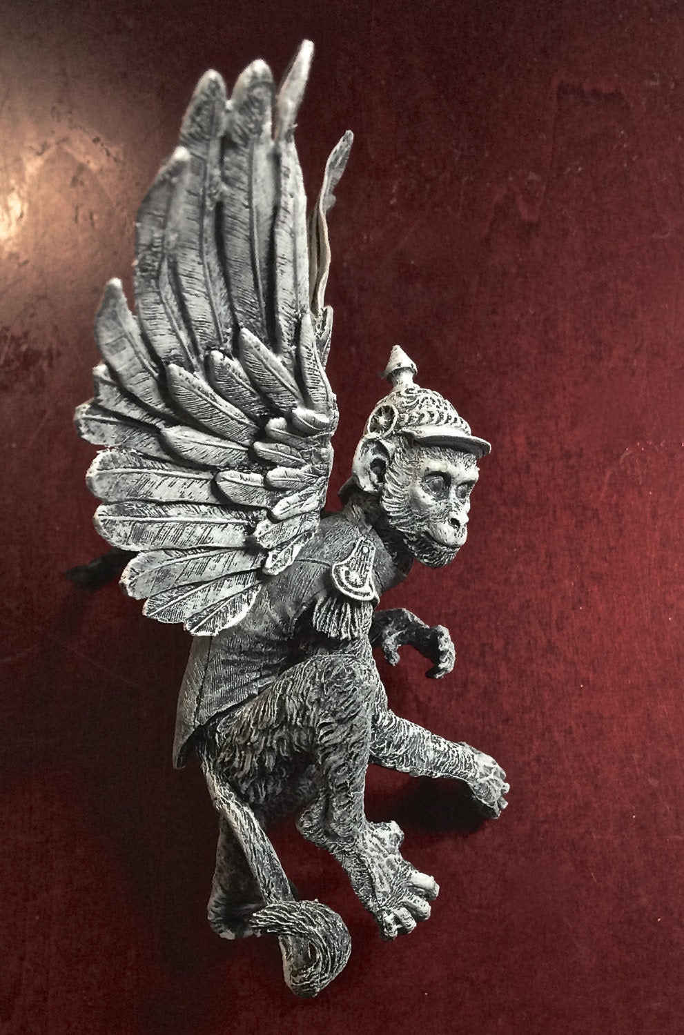 Flying Monkey Ornament, Hand Painted Resin Sculpture | Mythical Creature Figurine | Wizard of Oz Winged Monkey Ornament. Fantasy Art Decor