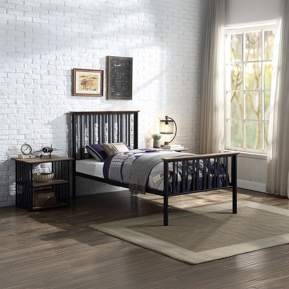 Zudora - Nightstand - Antique Oak & Black