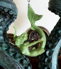 Mermaid Ornament, Hand Painted Resin Sculpture, Jade Finish| Mythical Creature Figurine|Unique Legendary Mermaid Fantasy Art Holiday Decor