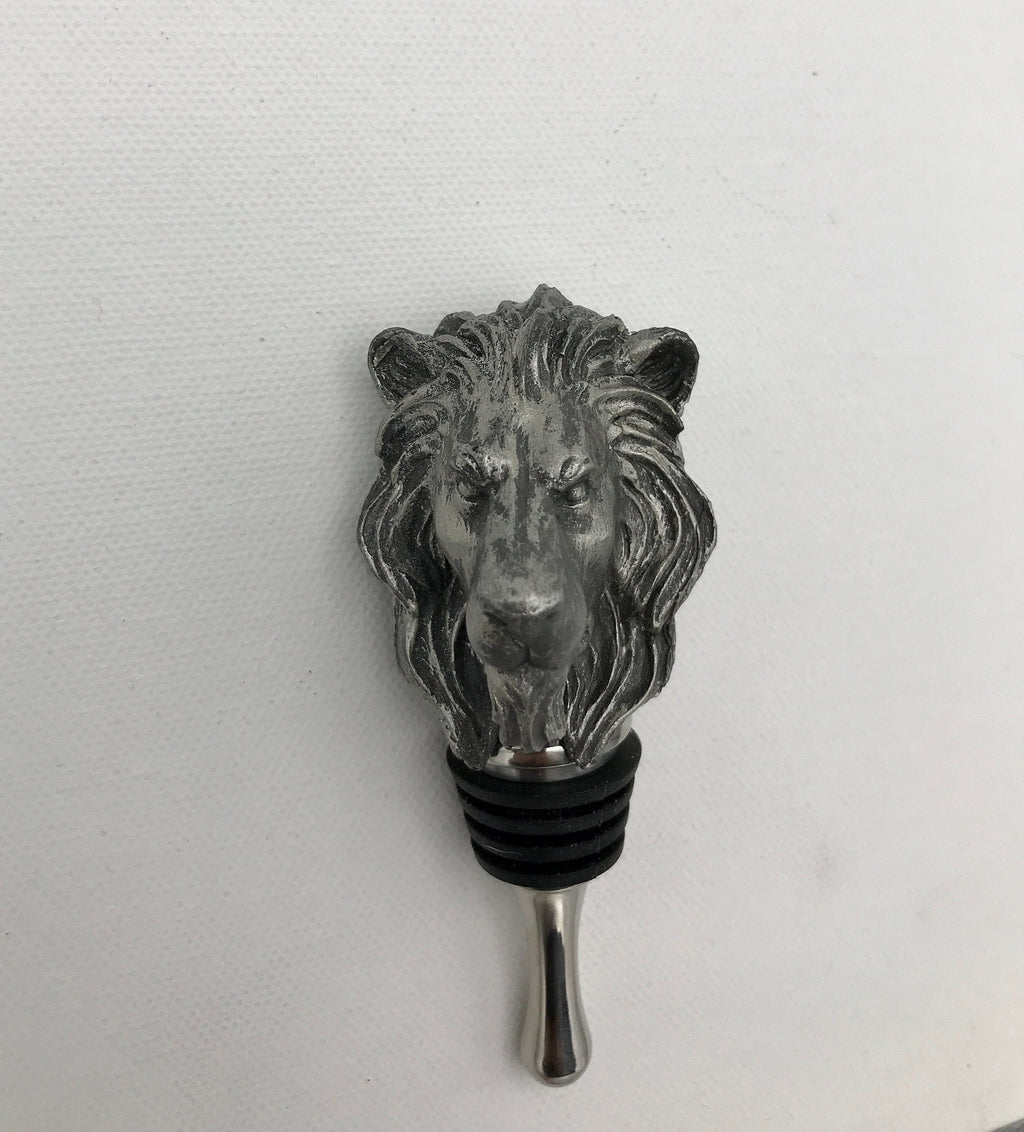 Lion Head Winestopper, Hand Sculpted Resin, Mythic Fantasy Art Barware | Gothic Lion Bottle Stopper | Fantasy Wine and Barware Gift
