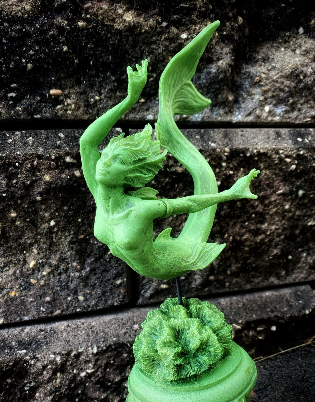 Mermaid Statue, Hand Painted Resin Sculpture, Jade Finish| Mythical Creature Figurine| Unique Legendary Mermaid Figurine Fantasy Art Decor