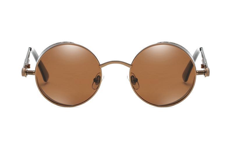 Luxury Popular Retro  Gothic Steampunk Polarized Men and  Women Brand Designer Vintage Round High Quality Metal Frame Sunglasses With UV400 Protection