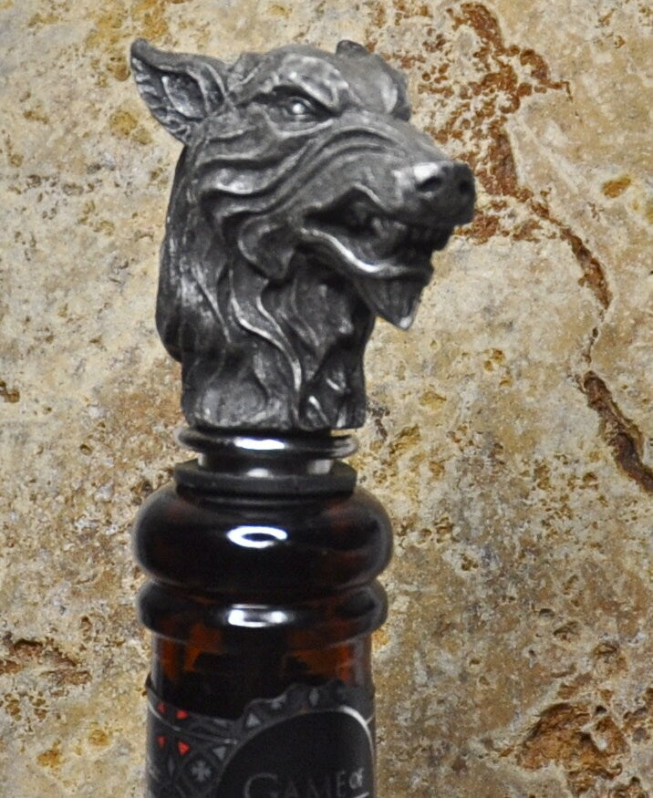 Wolf Head Winestopper, Hand Sculpted Resin,  Mythic Fantasy Art Barware | Gothic Werewolf Bottle Stopper | Fantasy Wine and Barware Gift