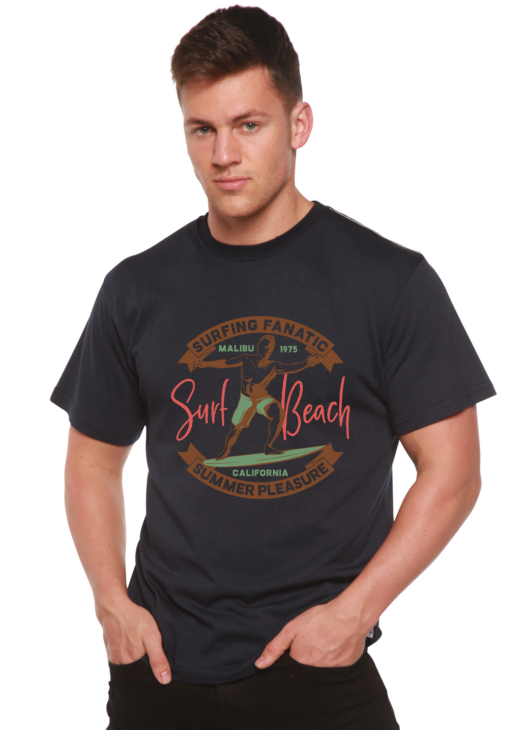Surf Beach Men's Bamboo Viscose/Organic Cotton Short Sleeve Graphic T-Shirt