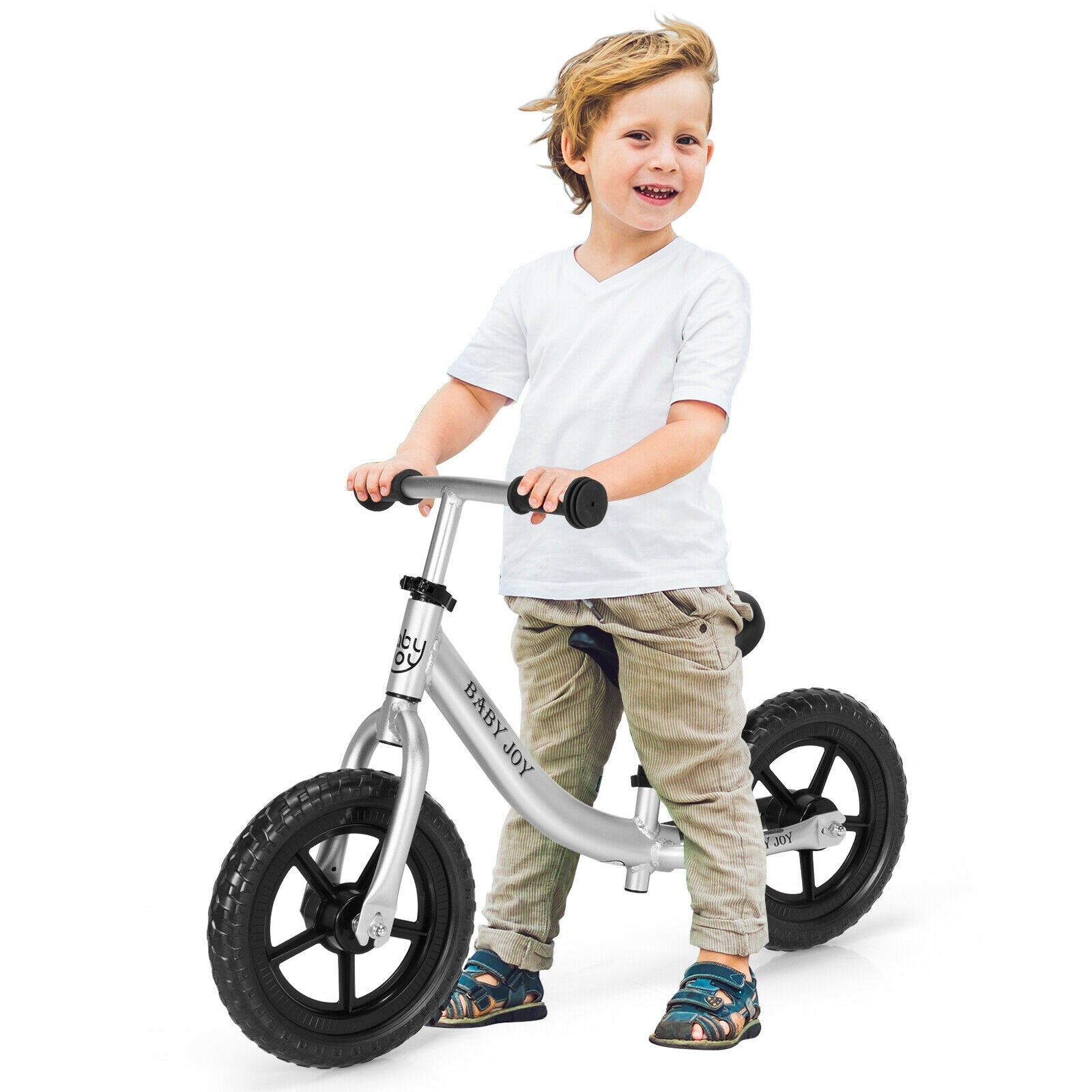 Aluminum Adjustable No Pedal Balance Bike for Kids-Black