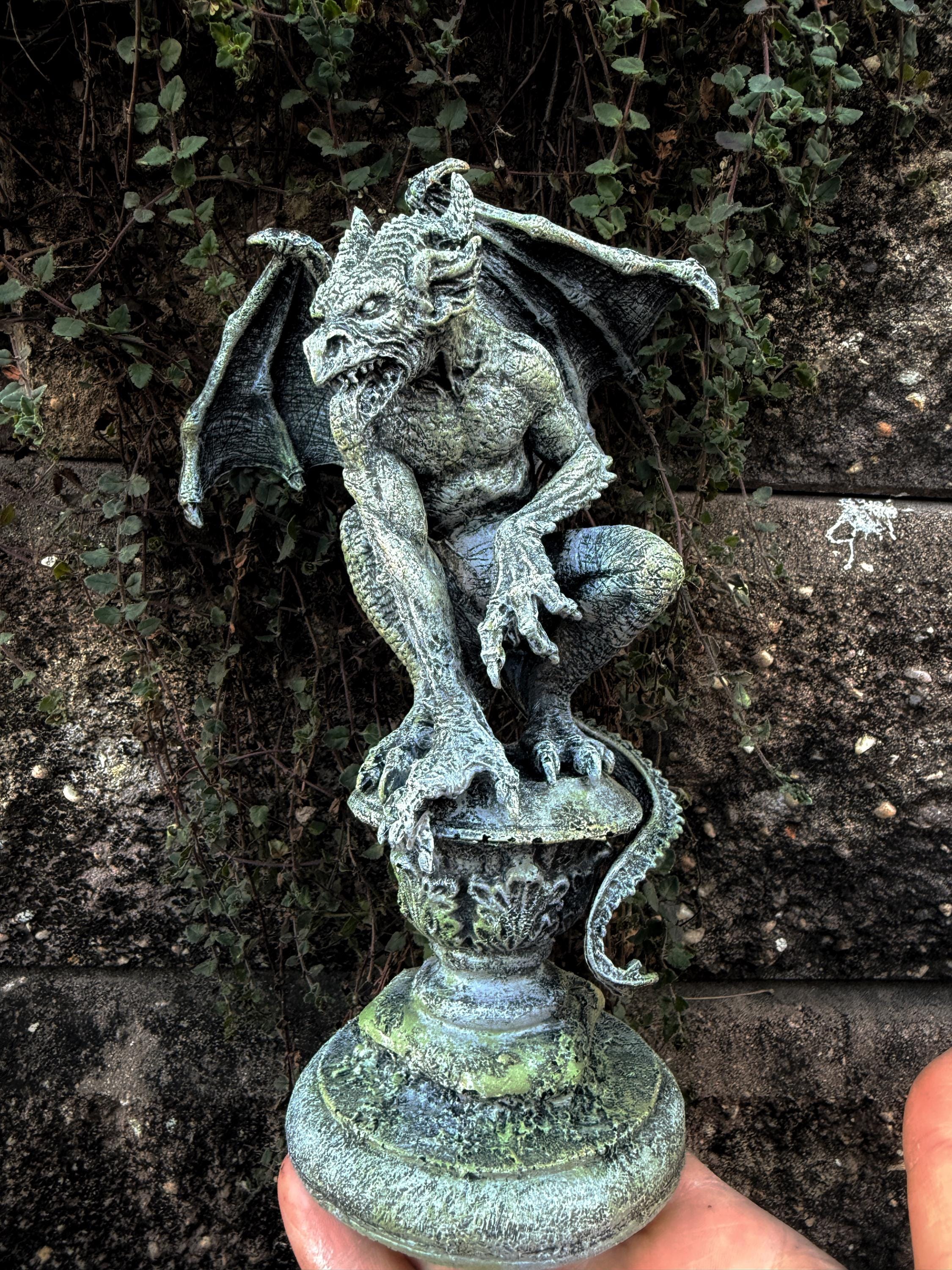Gargoyle Statue, Hand Painted Resin | Legendary Medieval Monster Figurine | Demon Gargoyle Statue for Fantasy Art lover and Gamer Decor