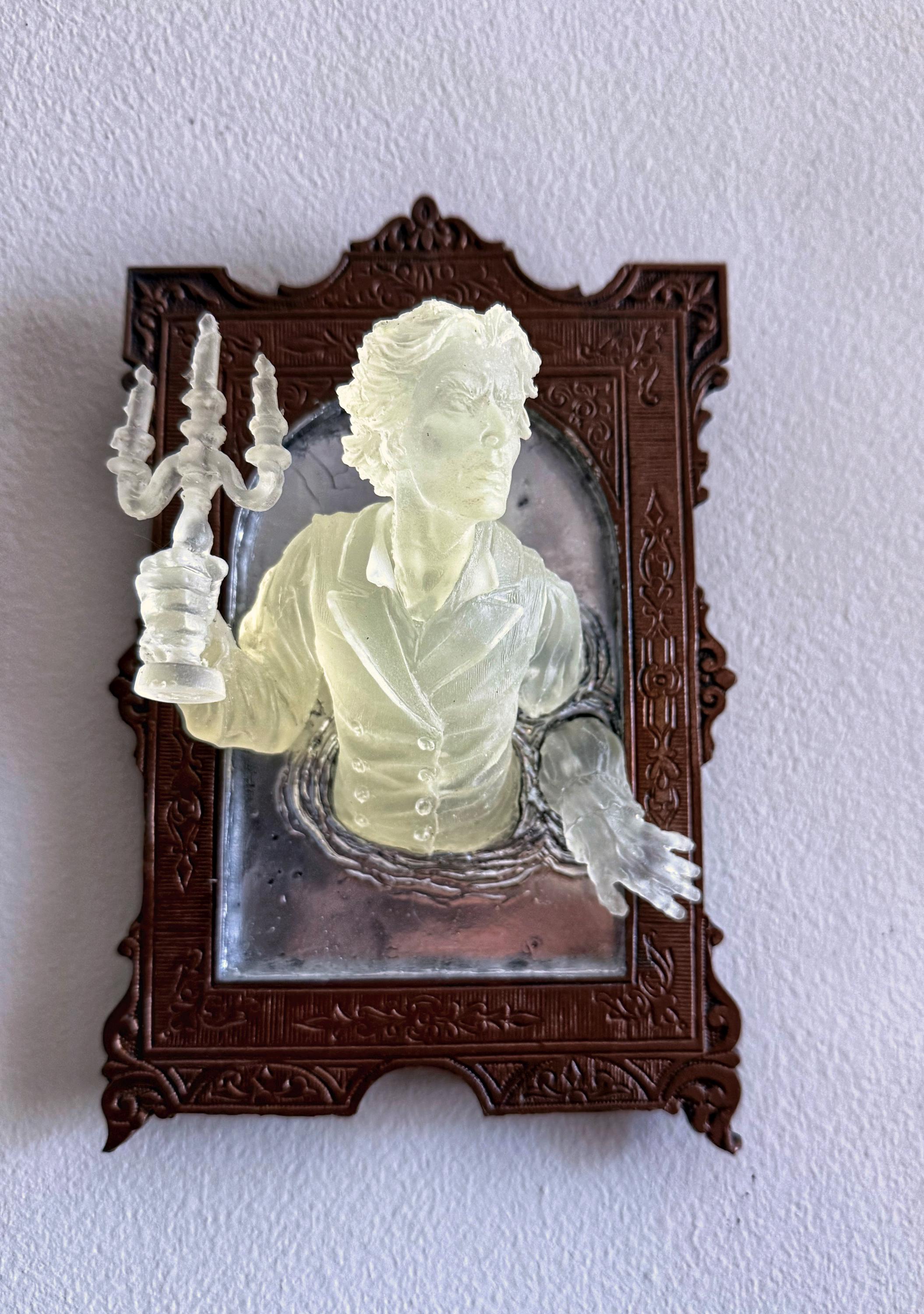 Gentleman Ghost in the Mirror Wall Plaque, Glow in the Dark Resin | Victorian Gothic Haunted Wall Art | for Halloween and Spooky Home Decor