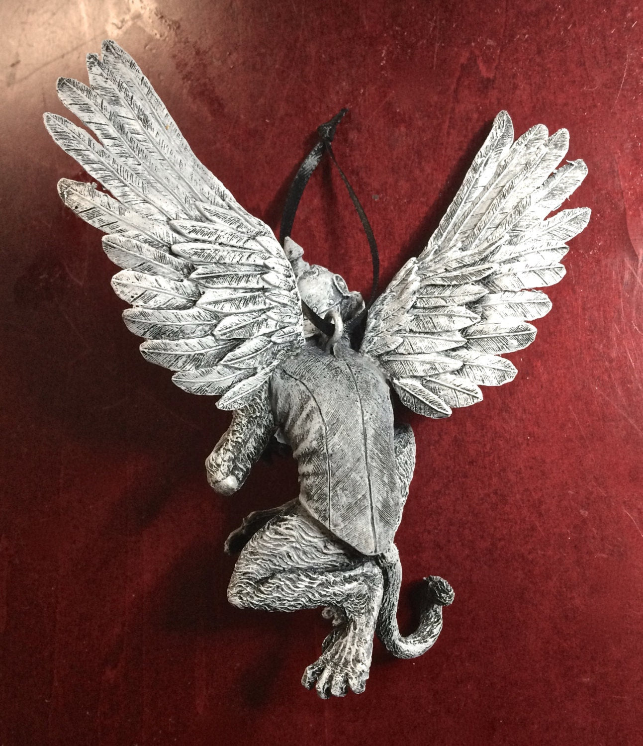 Flying Monkey Ornament, Hand Painted Resin Sculpture | Mythical Creature Figurine | Wizard of Oz Winged Monkey Ornament. Fantasy Art Decor