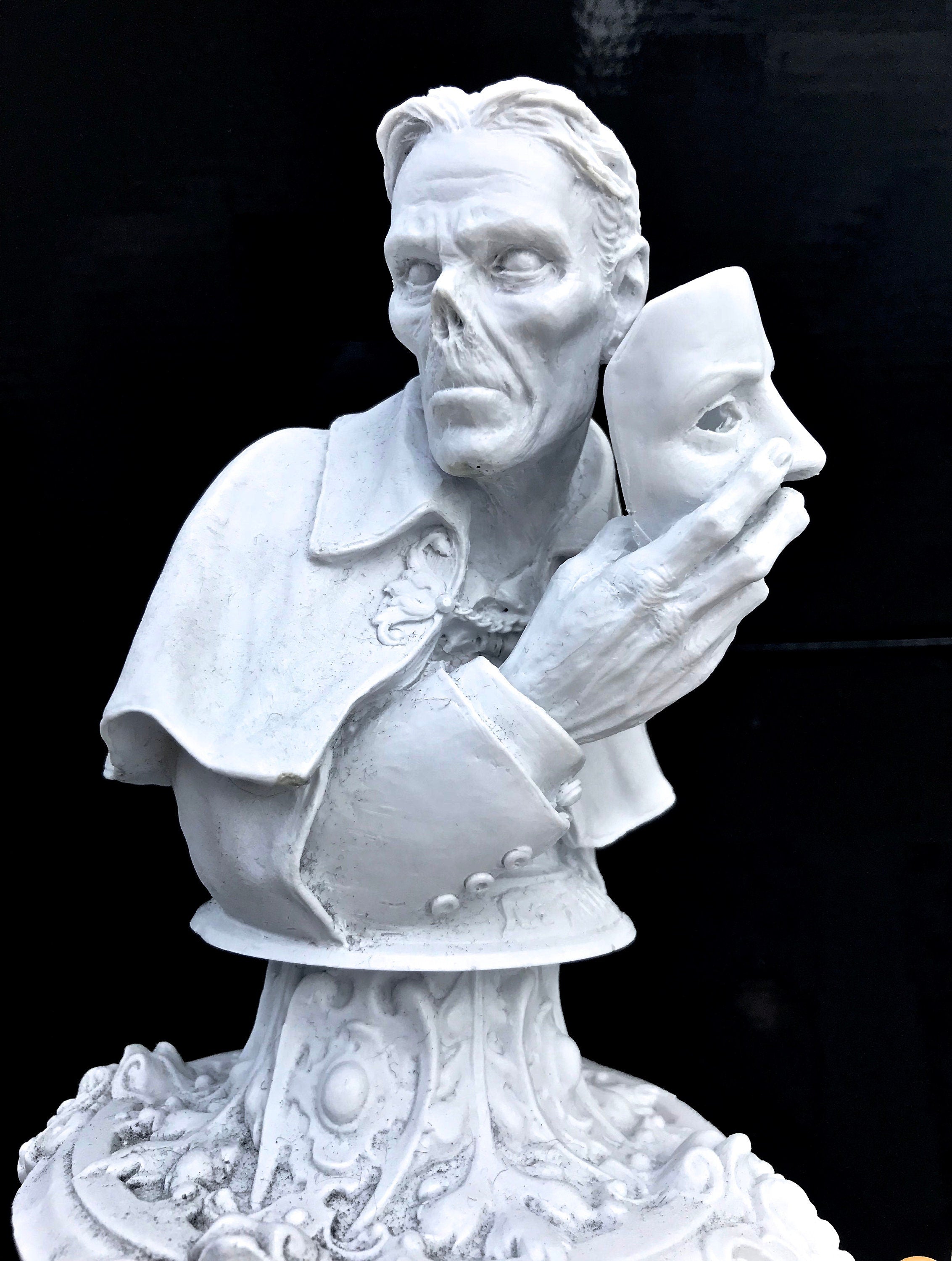 Phantom of the Opera Bust, Hand Painted Resin Sculpture, White |. Halloween Monster Opera Ghost Figurine | Gothic Art for Spooky Home Decor