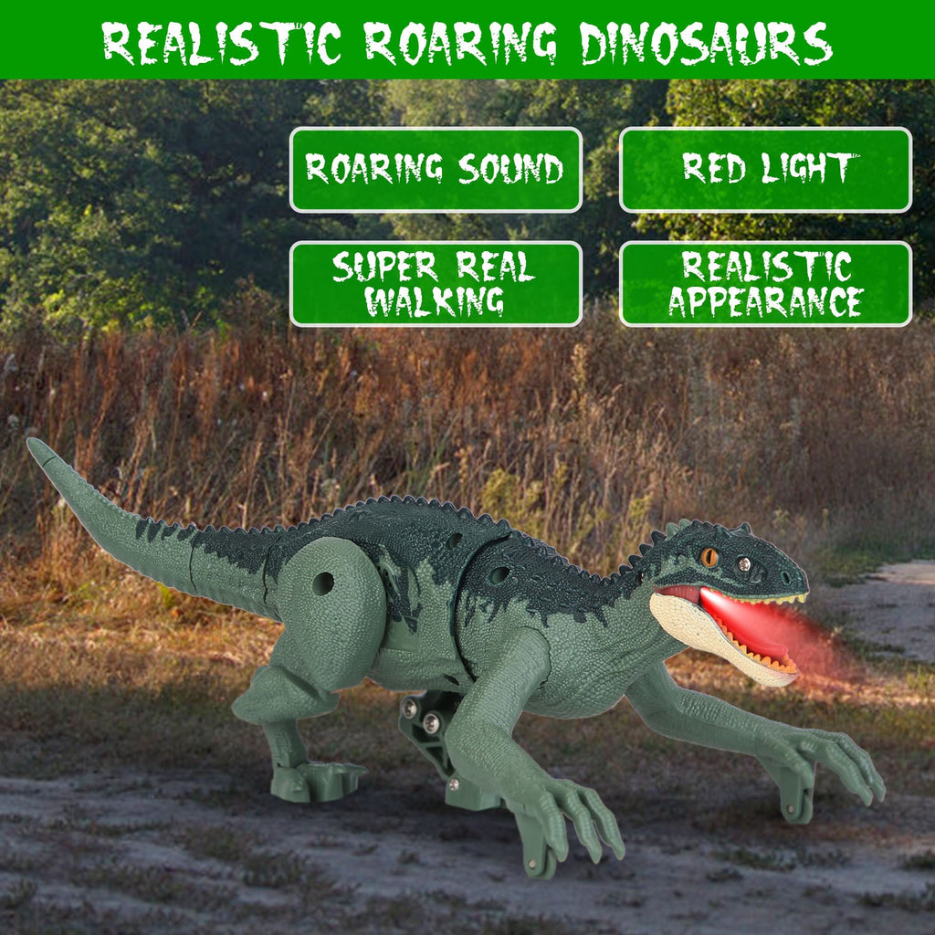 Remote Control Dinosaur Toys Jurassic Realistic RC Dinosaur Rechargeable T-Rex Walking Robot with 3D Eye Roaring Sounds Red Light Remote Control for 3