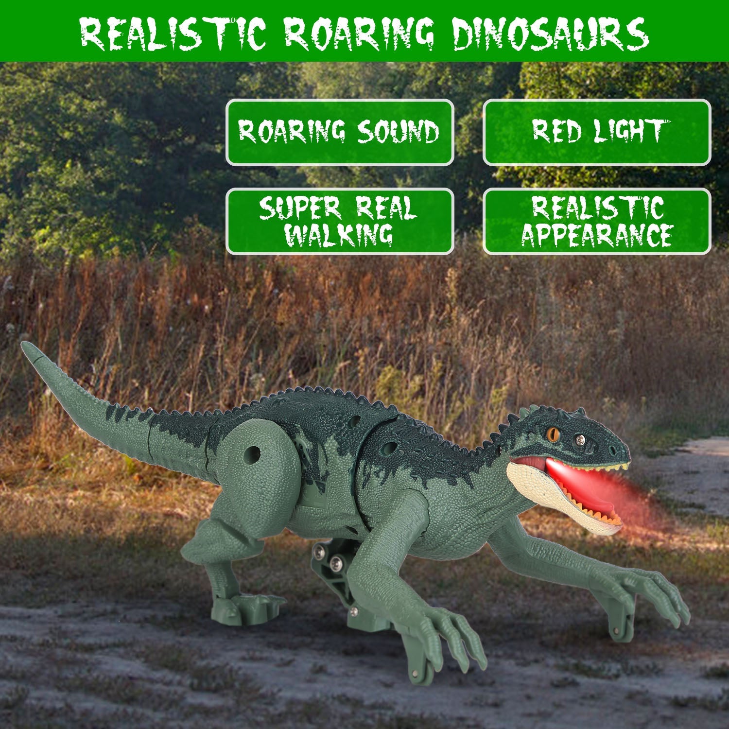 Remote Control Dinosaur Toys Jurassic Realistic RC Dinosaur Rechargeable T-Rex Walking Robot with 3D Eye Roaring Sounds Red Light Remote Control for 3