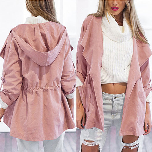 Women's Lightweight Hooded Trench Coat