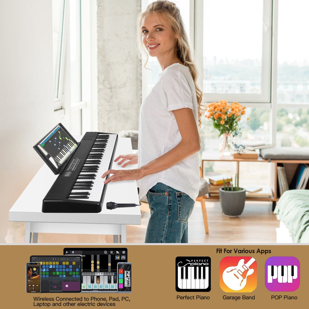 61Keys Foldable Electronic Piano Keyboard With Micro Audio Sustain Pedal Music Stand Storage Bag Portable Wireless MiDi Connection Keyboard For Beginn