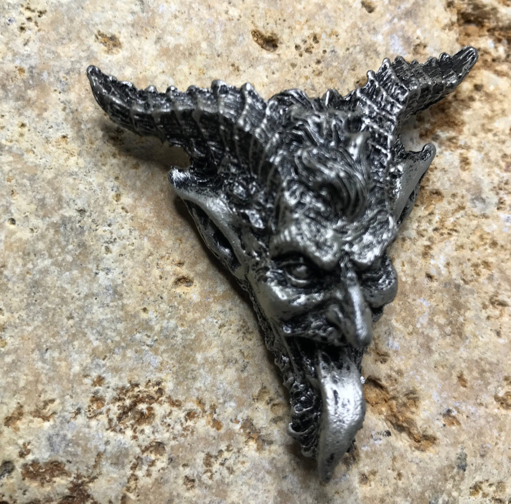 Krampus Magnet Version 2, Hand Painted Resin Sculpture | Mythic Fantasy Decor | Krampus Head Magnet for Dark Fantasy and Gothic Decor