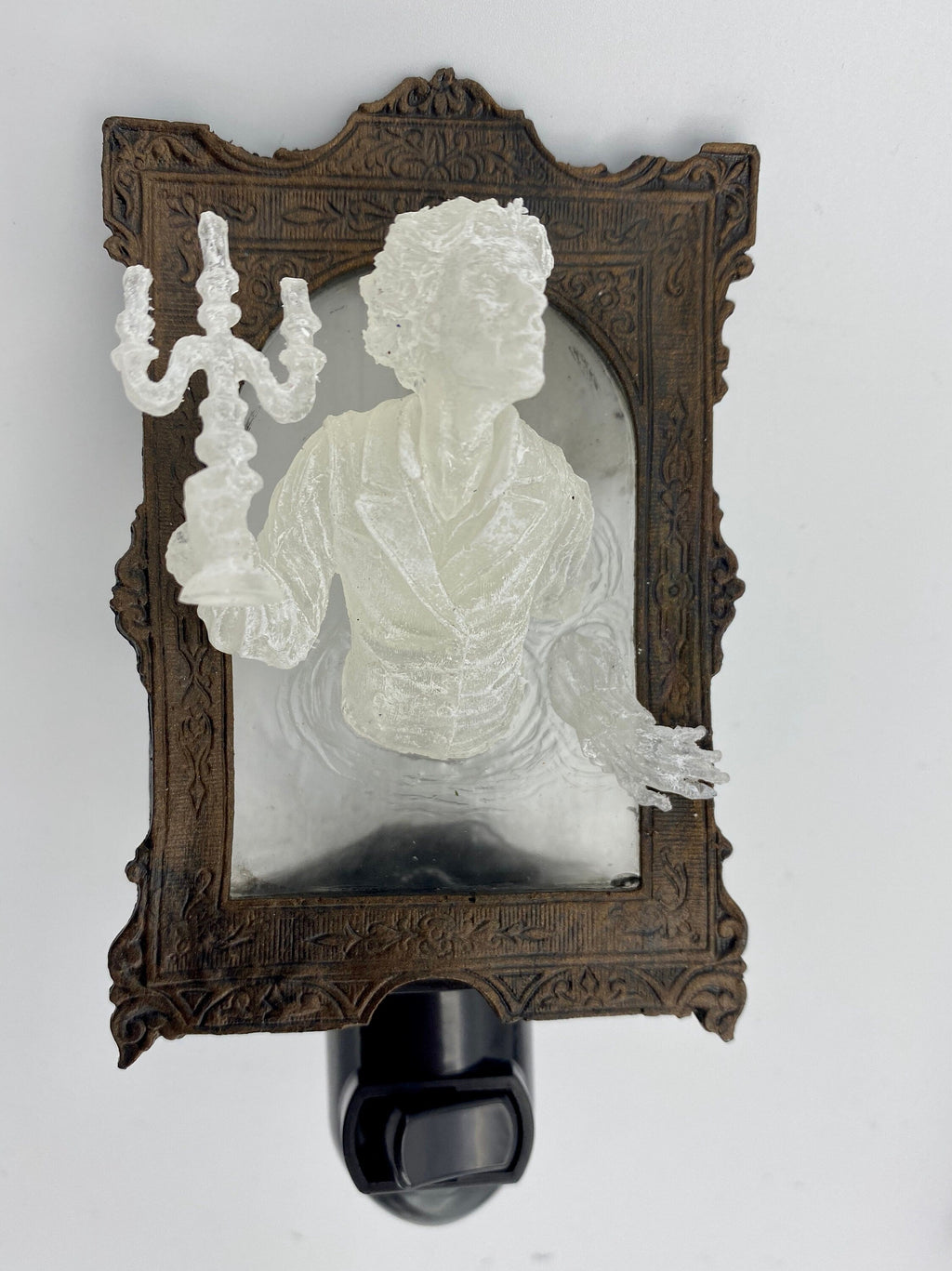 Gentleman Ghost in the Mirror Nightlight, Resin Sculpture | Victorian Gothic Night Light |  Ghost Lighting for Gothic Spooky Home Decor
