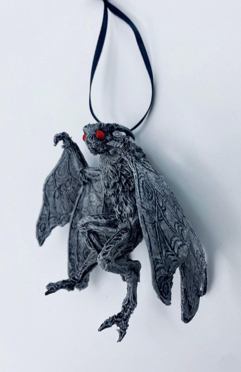 Mothman Ornament, Hand Painted Resin Sculpture | Cryptozoology Creature Figurine | Urban Legend Moth Man Monster Ornament, Horror Art Decor
