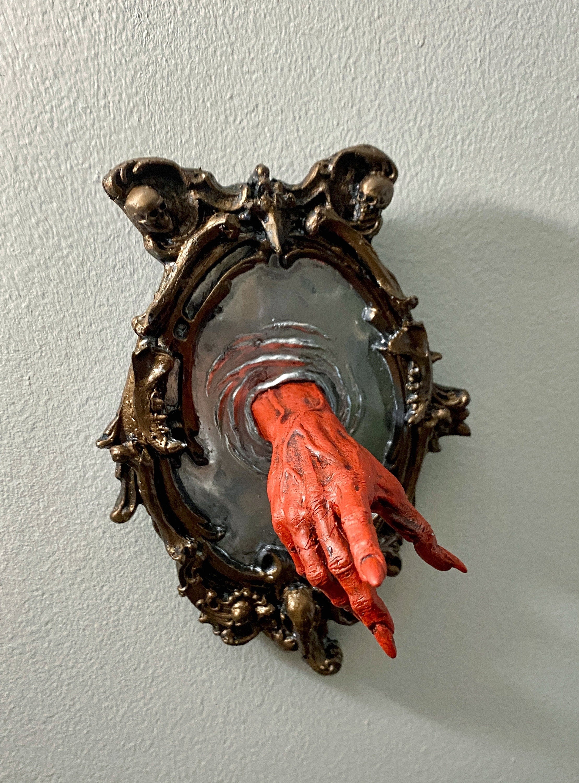 Spectral Hand Wall Plaque, Blood Red Resin Sculpture | Victorian Gothic Haunted Wall Art |Ghost Hand Gift for Halloween, Spooky Home Decor