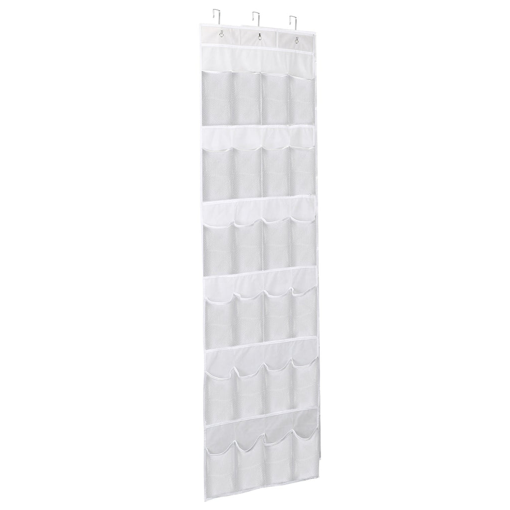 Over the Door Shoes Rack 24-Pocket Crystal Clear Organizer 6-Layer Hanging Storage Shelf for Shoes Slippers Small Toys Closet Cabinet