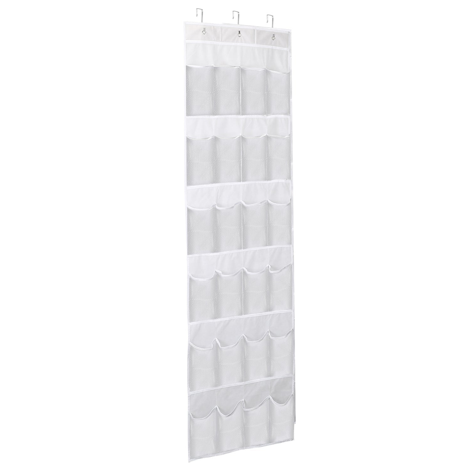 Over the Door Shoes Rack 24-Pocket Crystal Clear Organizer 6-Layer Hanging Storage Shelf for Shoes Slippers Small Toys Closet Cabinet