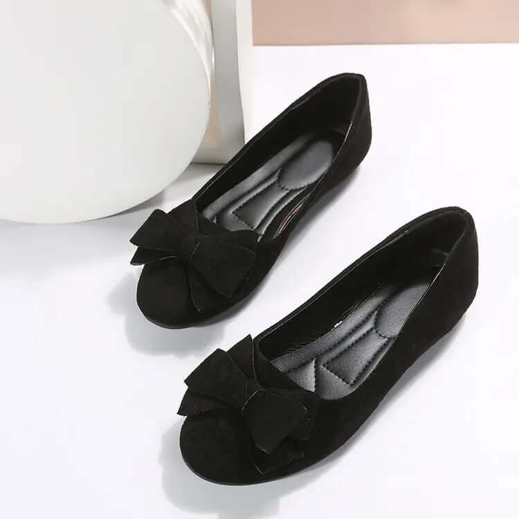 Women's Bow Flat Shoes Plus Size - Suede Casual Gommino