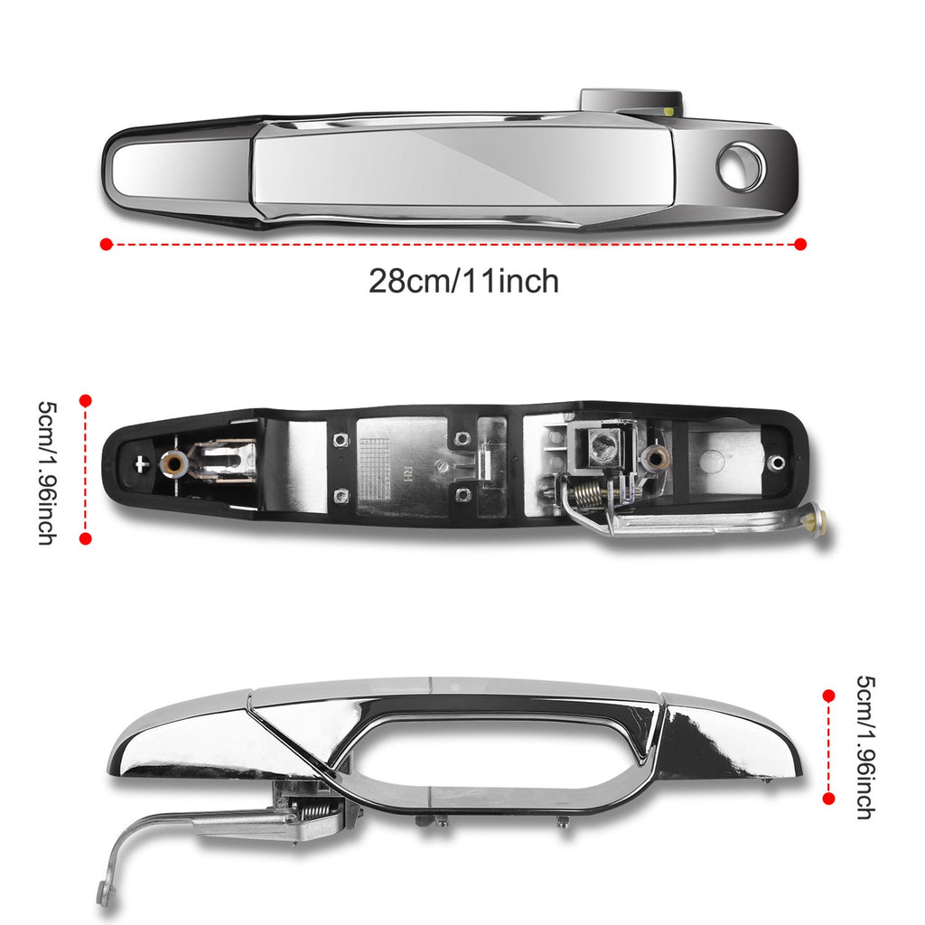 iMounTEK 4pcs Chrome Outer Handles Outside Exterior Door Handles Front Rear for Chevy Pickup Truck 2007-2013 Suburban Sierra Silverado Escalade Cadill