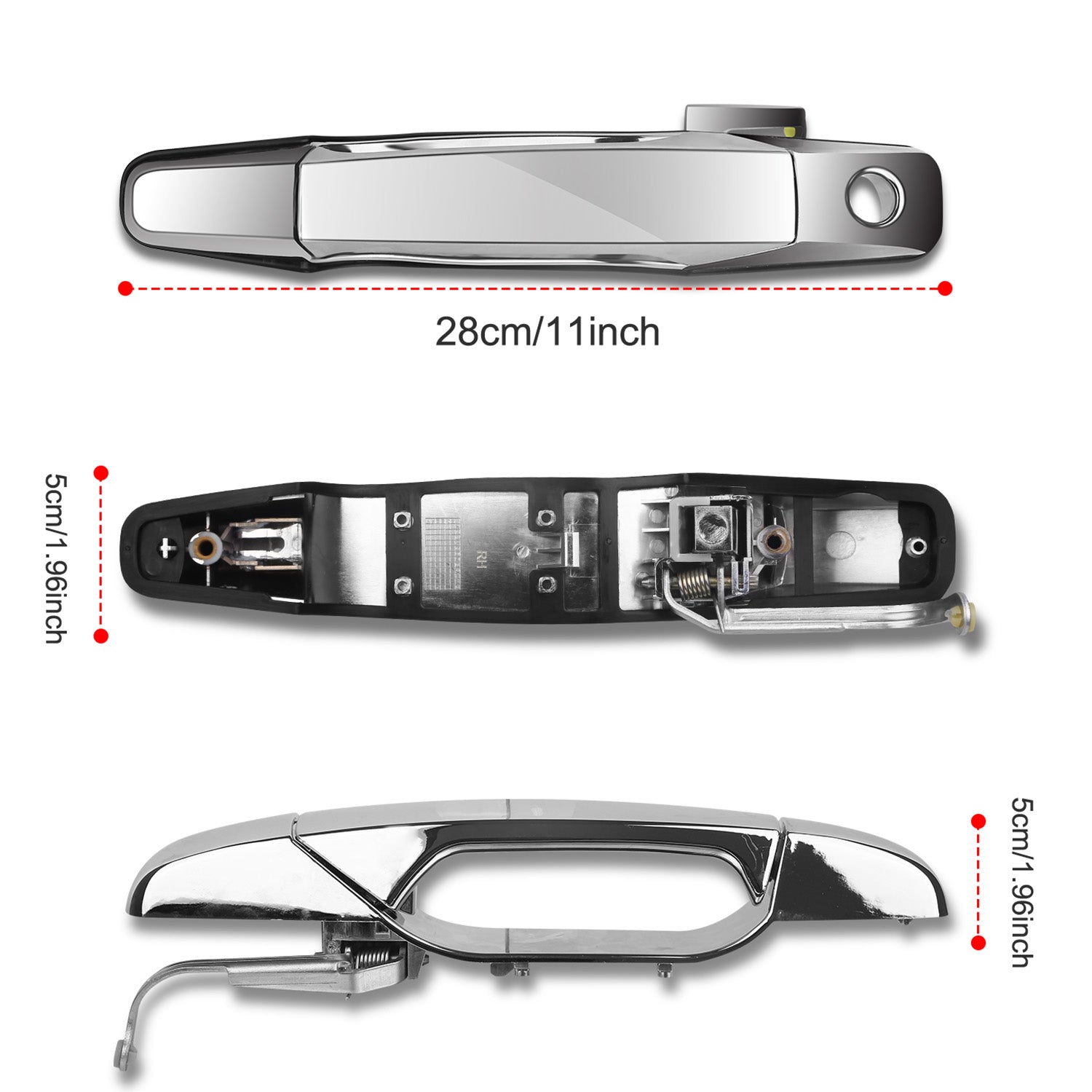iMounTEK 4pcs Chrome Outer Handles Outside Exterior Door Handles Front Rear for Chevy Pickup Truck 2007-2013 Suburban Sierra Silverado Escalade Cadill