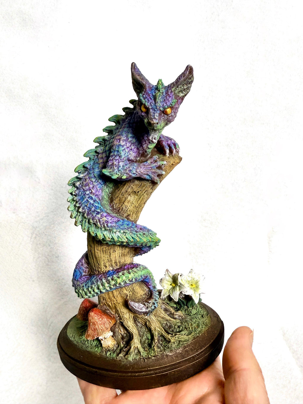 Tatzelwurm/ Dragon Cat Statue, Full Color Resin Sculpture | Mythical Creature Figurine | Unique Legendary Cat Figurine. Fantasy Art Decor